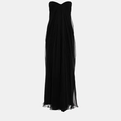 Pre-owned Alexander Mcqueen Silk Maxi Dress 36 In Black