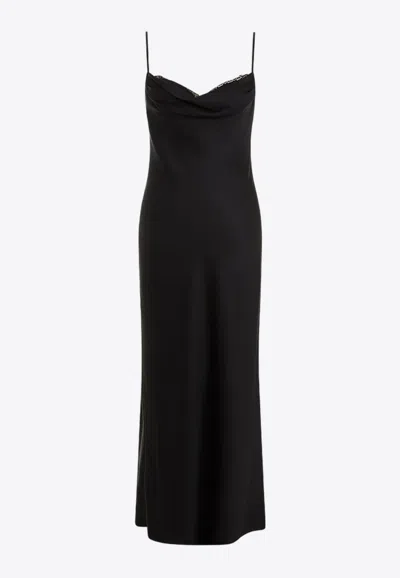 Alexander Mcqueen Silk Maxi Slip Dress In Black