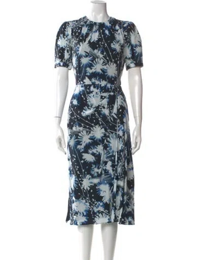 Pre-owned Alexander Mcqueen Silk Midi Length Dress In Blue