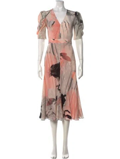 Pre-owned Alexander Mcqueen Silk Midi Length Dress In Gray