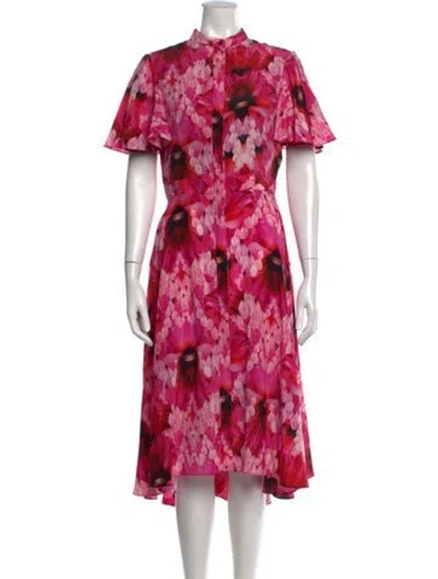 Pre-owned Alexander Mcqueen Silk Midi Length Dress In Pink