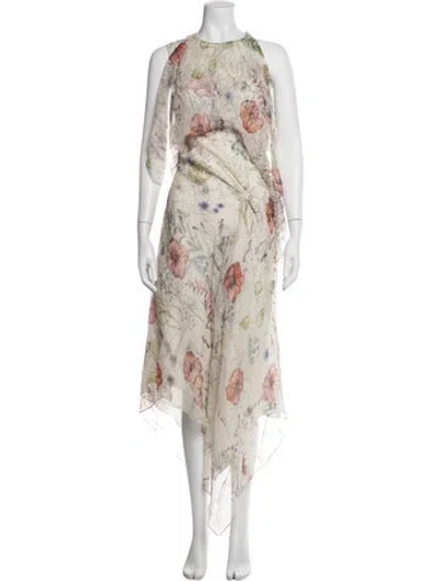 Pre-owned Alexander Mcqueen Silk Midi Length Dress W/ Tags In Neutral