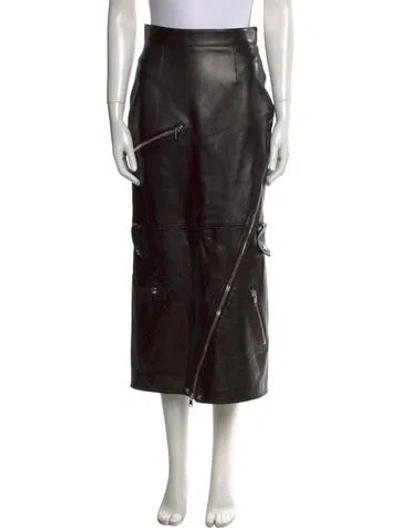 Pre-owned Alexander Mcqueen Silk Midi Length Skirt In Black