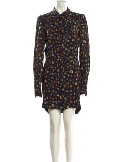 Pre-owned Alexander Mcqueen Silk Mini Dress In Black