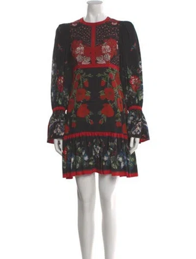 Pre-owned Alexander Mcqueen Silk Mini Dress In Black