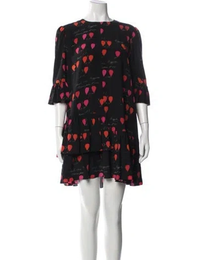 Pre-owned Alexander Mcqueen Silk Mini Dress In Black