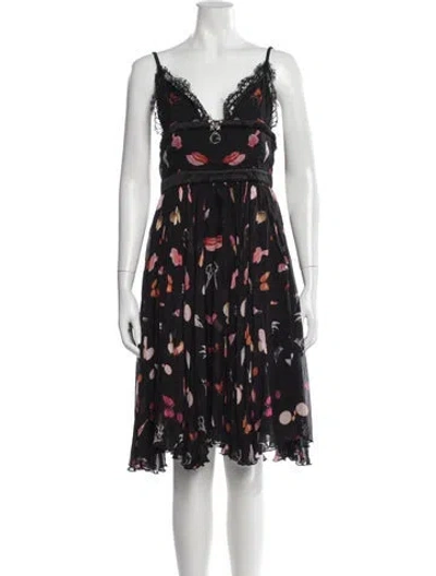 Pre-owned Alexander Mcqueen Silk Mini Dress In Black