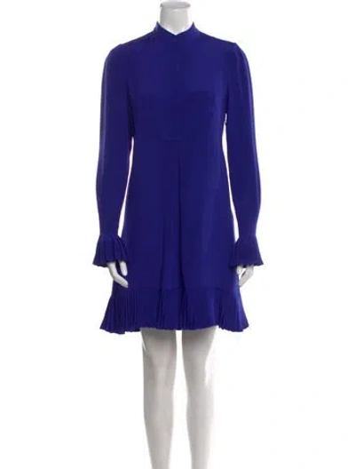 Pre-owned Alexander Mcqueen Silk Mini Dress In Blue