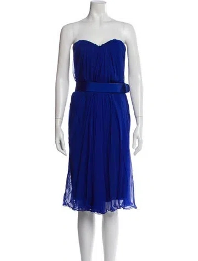 Pre-owned Alexander Mcqueen Silk Mini Dress In Blue