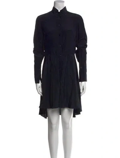 Pre-owned Alexander Mcqueen Silk Mini Dress In Blue