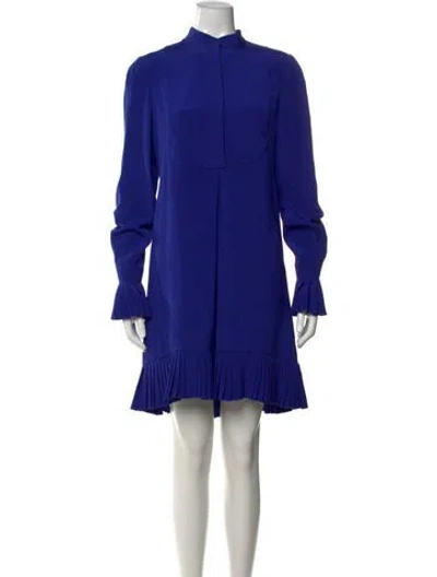 Pre-owned Alexander Mcqueen Silk Mini Dress In Blue