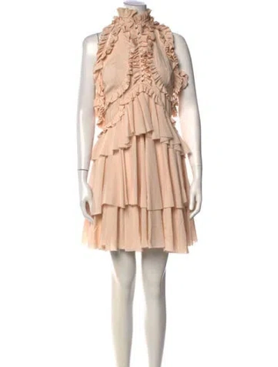 Pre-owned Alexander Mcqueen Silk Mini Dress In Neutral