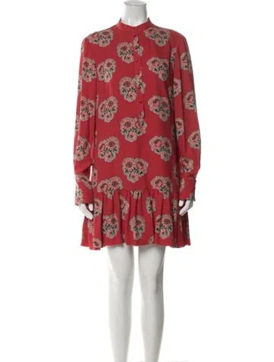 Pre-owned Alexander Mcqueen Silk Mini Dress In Red