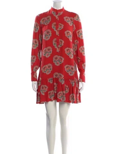 Pre-owned Alexander Mcqueen Silk Mini Dress In Red