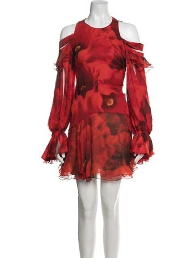 Pre-owned Alexander Mcqueen Silk Mini Dress In Red