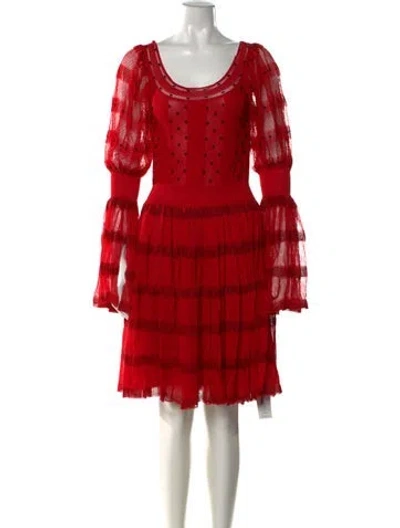 Pre-owned Alexander Mcqueen Silk Mini Dress W/ Tags In Red