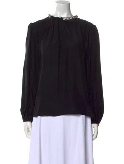 Pre-owned Alexander Mcqueen Silk Mock Neck Blouse In Black