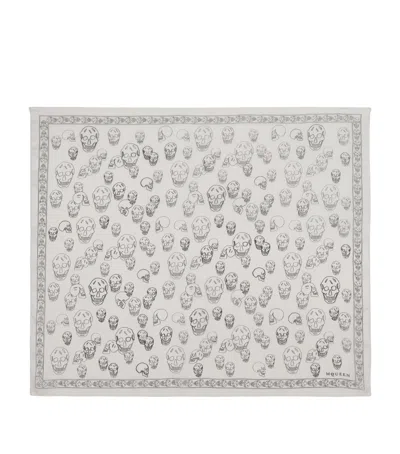 Alexander Mcqueen Silk Painted Skull Scarf In White