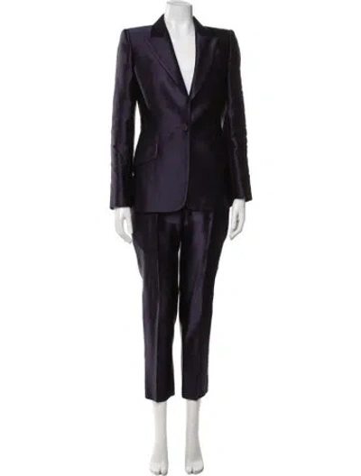 Pre-owned Alexander Mcqueen Silk Pantsuit In Blue