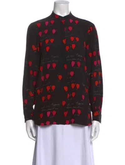 Pre-owned Alexander Mcqueen Silk Printed Blouse In Black