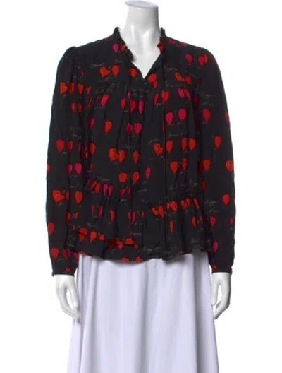 Pre-owned Alexander Mcqueen Silk Printed Blouse In Black