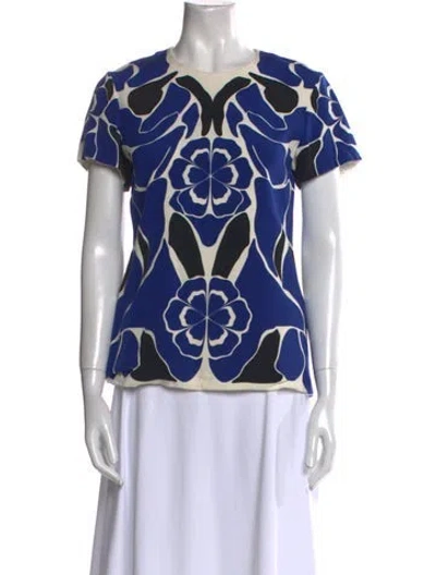 Pre-owned Alexander Mcqueen Silk Printed Blouse In Blue