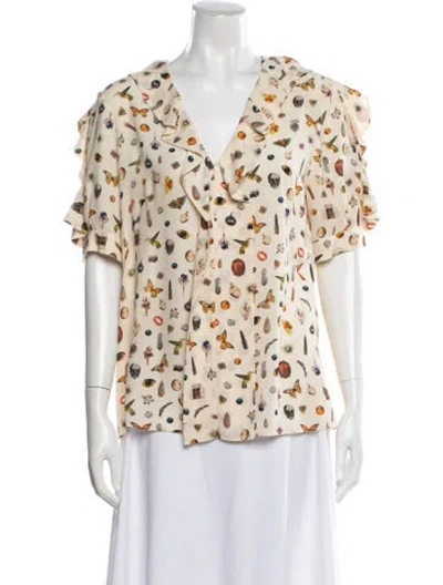 Pre-owned Alexander Mcqueen Silk Printed Blouse In Neutral