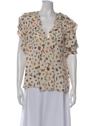 Pre-owned Alexander Mcqueen Silk Printed Blouse In Neutral