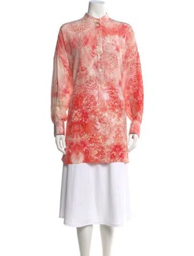 Pre-owned Alexander Mcqueen Silk Printed Blouse In Pink