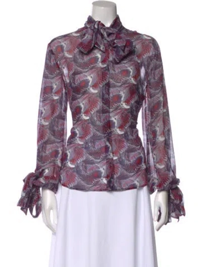 Pre-owned Alexander Mcqueen Silk Printed Blouse In Purple