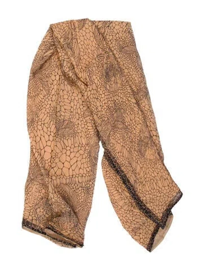 Pre-owned Alexander Mcqueen Silk Printed Infinity Scarf In Orange