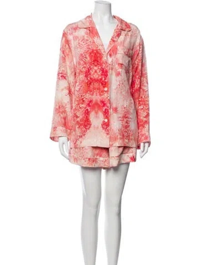 Pre-owned Alexander Mcqueen Silk Printed Pajamas In Pink