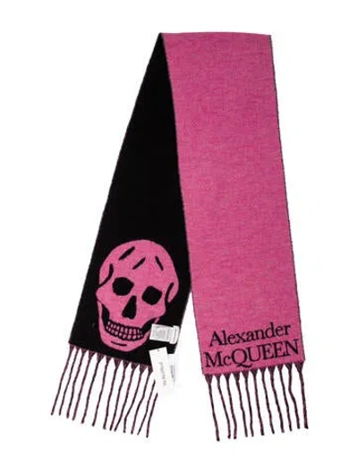 Pre-owned Alexander Mcqueen Silk Printed Scarf In Black