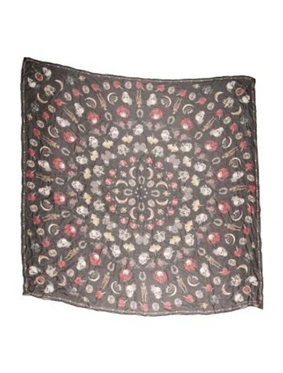 Pre-owned Alexander Mcqueen Silk Printed Scarf In Black