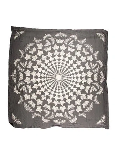 Pre-owned Alexander Mcqueen Silk Printed Scarf In Black