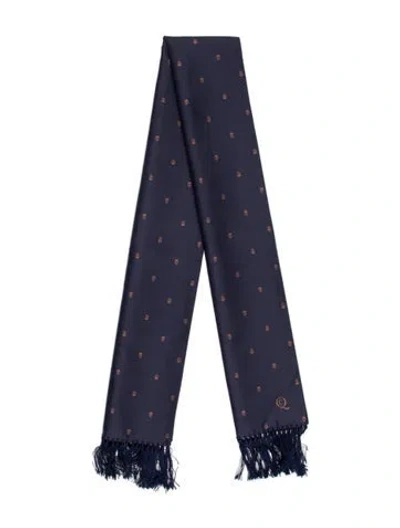 Pre-owned Alexander Mcqueen Silk Printed Scarf In Blue