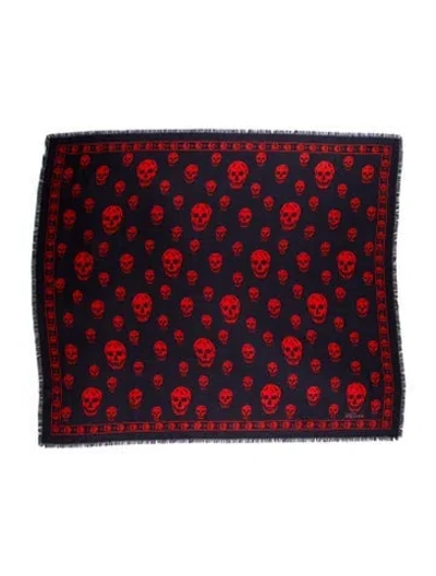 Pre-owned Alexander Mcqueen Silk Printed Scarf In Blue
