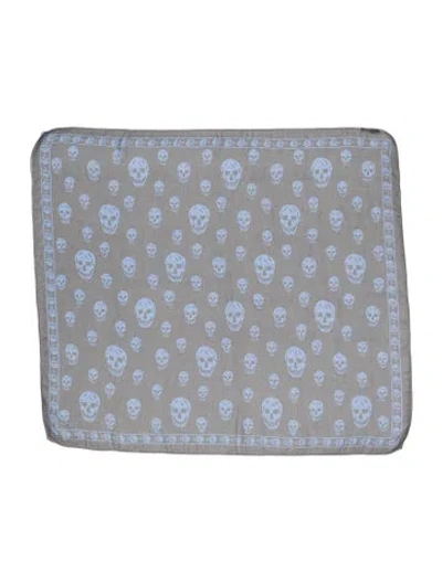 Pre-owned Alexander Mcqueen Silk Printed Scarf In Gray