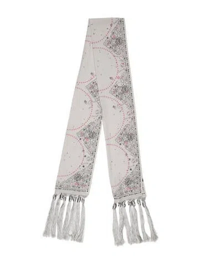 Pre-owned Alexander Mcqueen Silk Printed Scarf In Gray