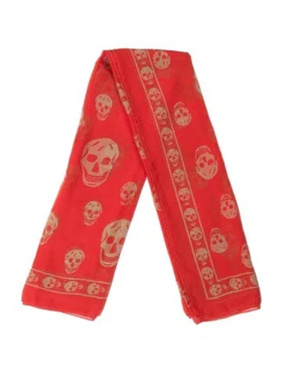 Pre-owned Alexander Mcqueen Silk Printed Scarf In Orange