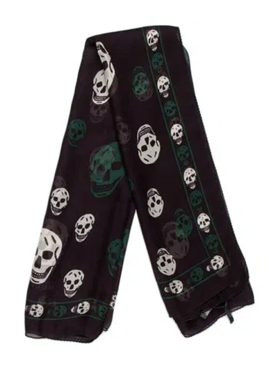 Pre-owned Alexander Mcqueen Silk Printed Scarf In Purple
