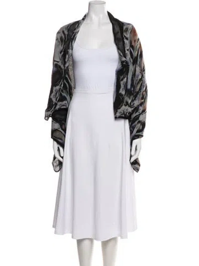 Pre-owned Alexander Mcqueen Silk Printed Shawl In Blue