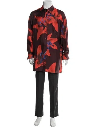 Pre-owned Alexander Mcqueen Silk Printed Shirt W/ Tags In Red