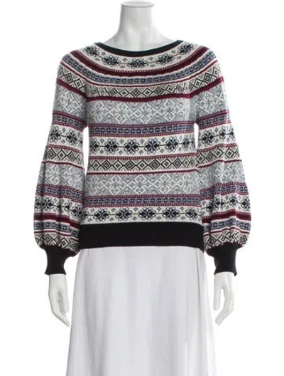 Pre-owned Alexander Mcqueen Silk Printed Sweater In White