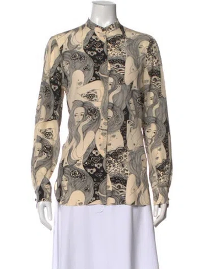 Pre-owned Alexander Mcqueen Silk Printed Top In Neutral