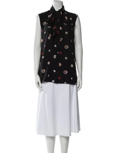 Pre-owned Alexander Mcqueen Silk Printed Tunic In Black