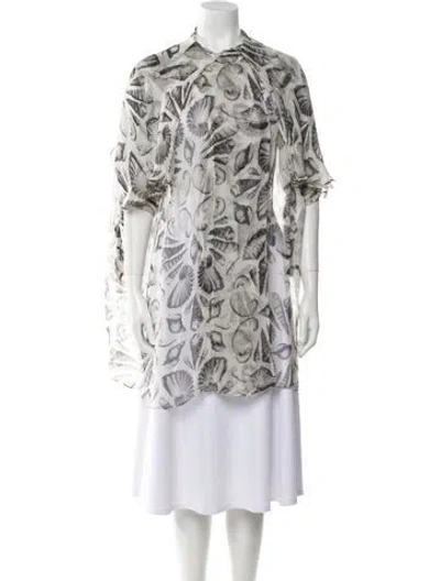 Pre-owned Alexander Mcqueen Silk Printed Tunic In Gray