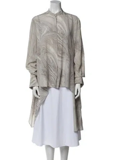 Pre-owned Alexander Mcqueen Silk Printed Tunic In White