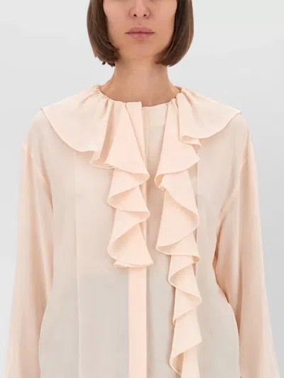 Alexander Mcqueen Silk Ruffled Suit Jacket In Gray