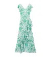 Alexander Mcqueen Silk Sailor-tattoo Ruffle Maxi Dress In Blue